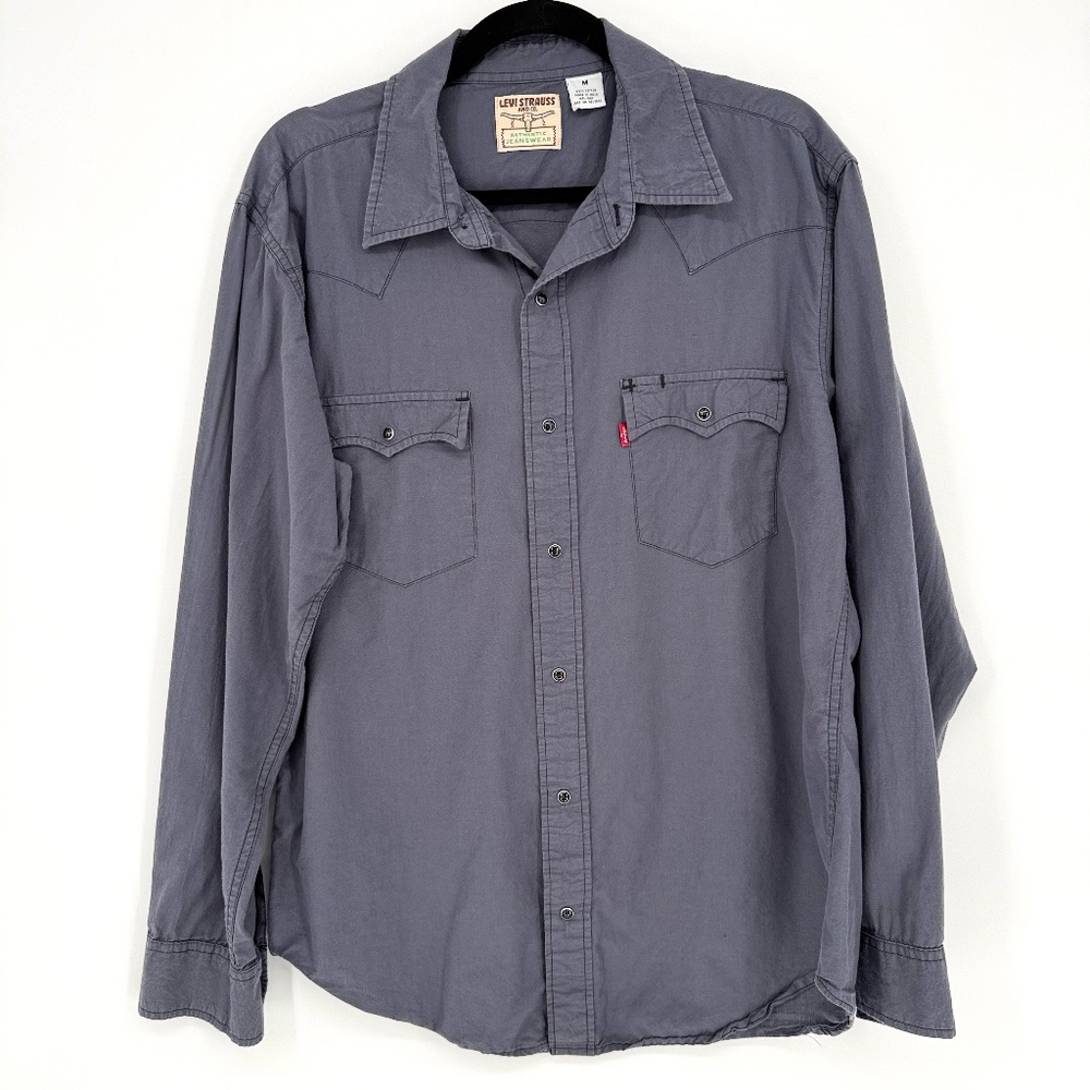 Vintage 2004 Levis Pearl Snap Shirt Dark Gray Men's Medium Western Y2K 90s